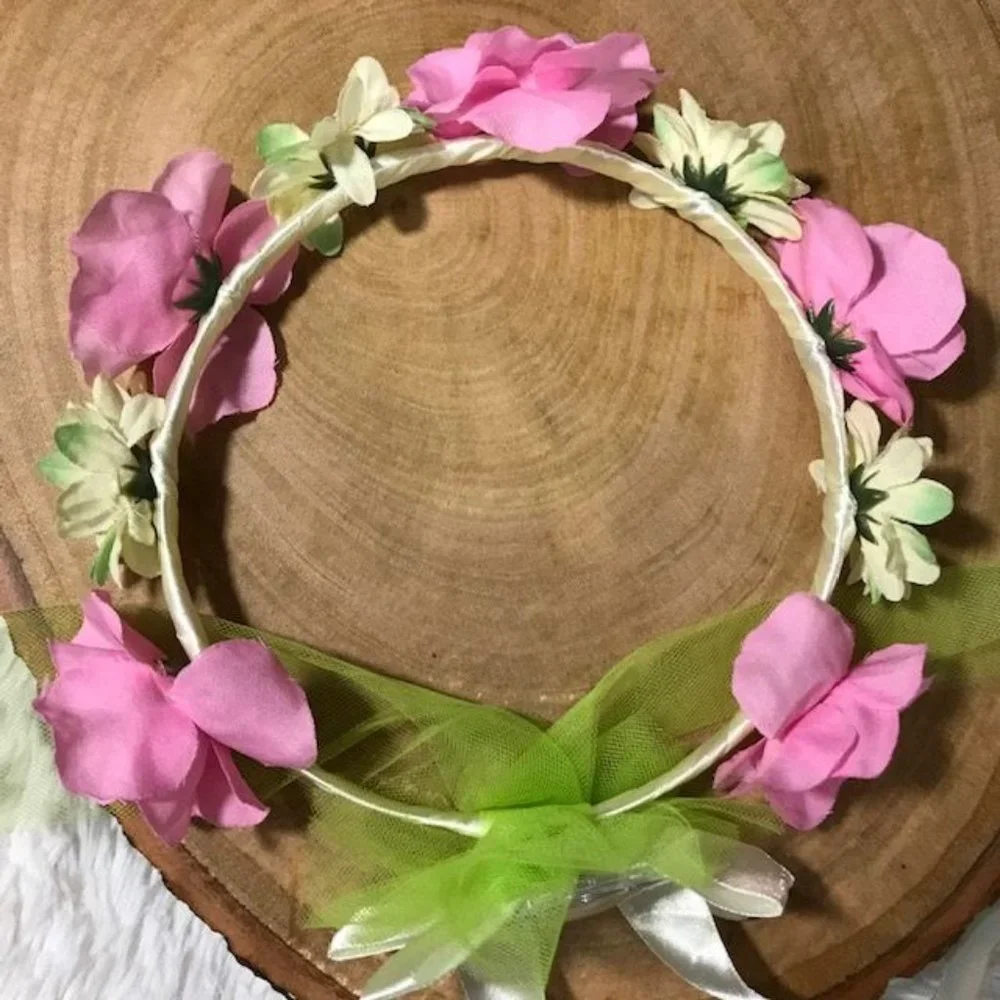 NWOT Tinkerbell Floral Tiara & Tinkerbell Tulip Blush & Gloss Set